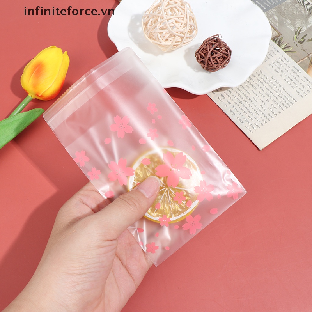 Set 100 túi nhựa in họa tiết dễ thương đựng bánh kẹo đa dụng