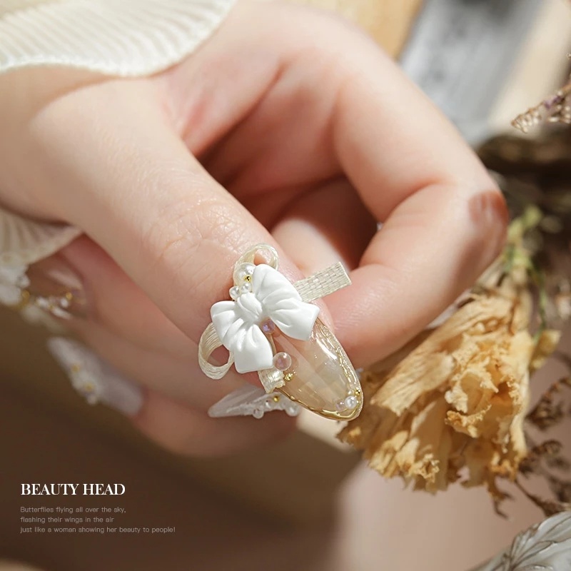 [Hàng mới về] Túi phụ kiện nơ/ gấu dán trang trí móng tay nghệ thuật 3D đáng yêu tiện lợi