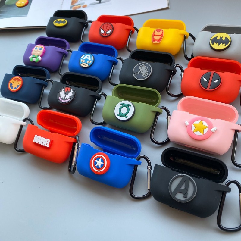 Bao Ốp AirPods Pro Silicon Dẻo Siêu Anh Hùng Marvel Có Tặng Móc Khóa