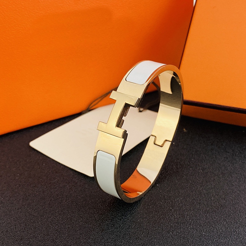 Vòng Tay Thép Titan Mạ Vàng 18K Phối Chữ H Thời Trang Cho Cặp Đôi FEOA