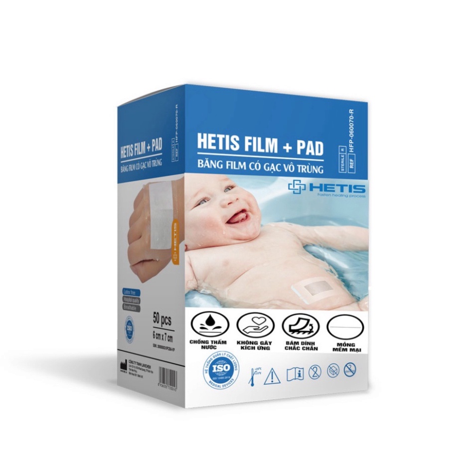 Huong Hoa Mart Hộp 25 Hoặc 50 Gạc, Miếng Dán RốnTrẻ Tắm HETIS FILM PAD Bảo Vệ Vết Thương Khỏi Sự Xâm Nhập Của Vi Khuẩn