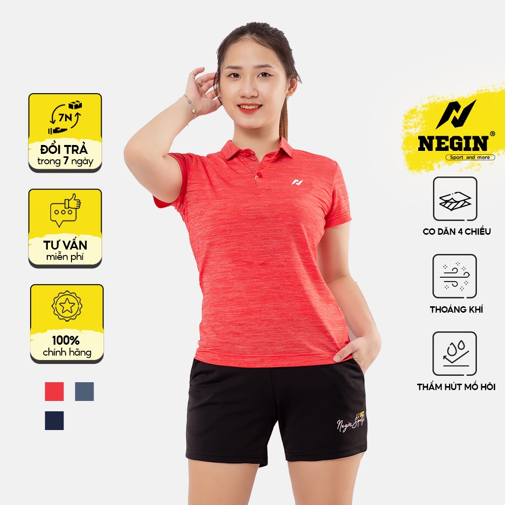 Áo Polo Nữ NEGIN Dáng Regular Fit Tay Ngắn Với Màu Sắc Năng Động, Chất Vải Thoáng Mát Co Giãn AND340W