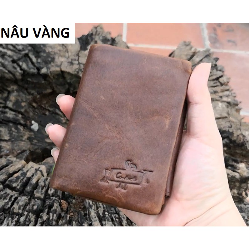 2020 Contact AM1002 II Bảo Hành 2 Năm II Bóp Ví Đứng Da Ngựa Điên Men Wallet Nam Nữ Bỏ Túi Bò II Made in HongKong