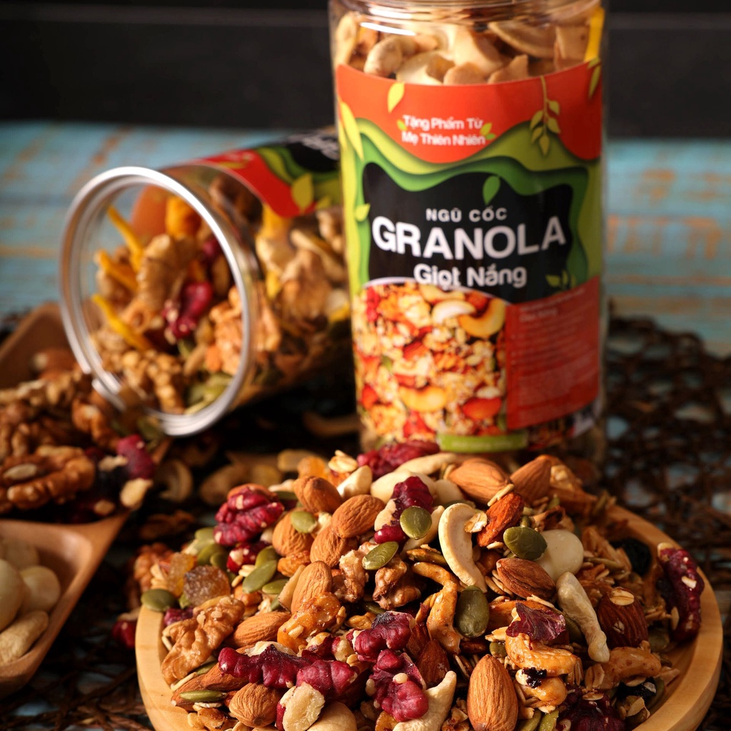 Granola siêu hạt ăn kiêng ngũ cốc giảm cân dinh dưỡng eat clean không đường thêm hạt Macca từ Nông Sản Sạch Giọt Nắng