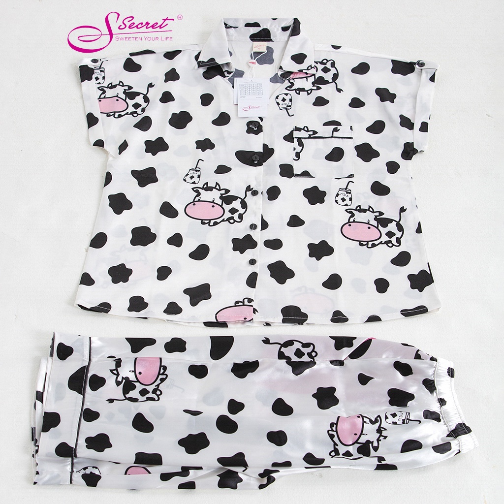 Đồ bộ mặc nhà ngủ nữ pijama cộc tay SWEETEN YOUR LIFE SXH2127 (Màu bò sữa)