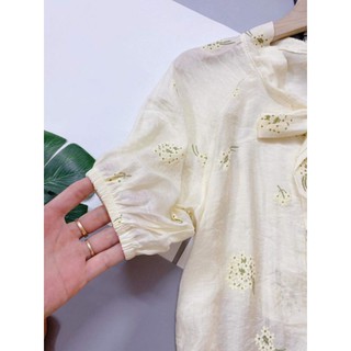 SƠ MI LỤA NƠ CỔ CỘC TAY HOA NHÍ