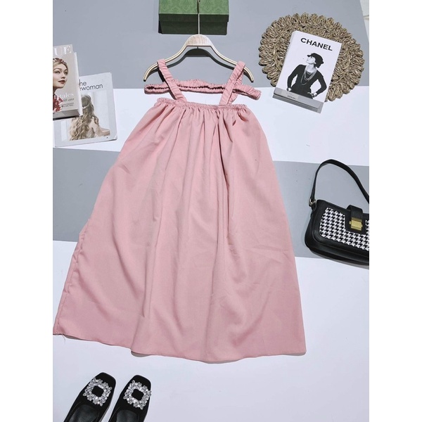 Váy hai dây chun hồng TC12