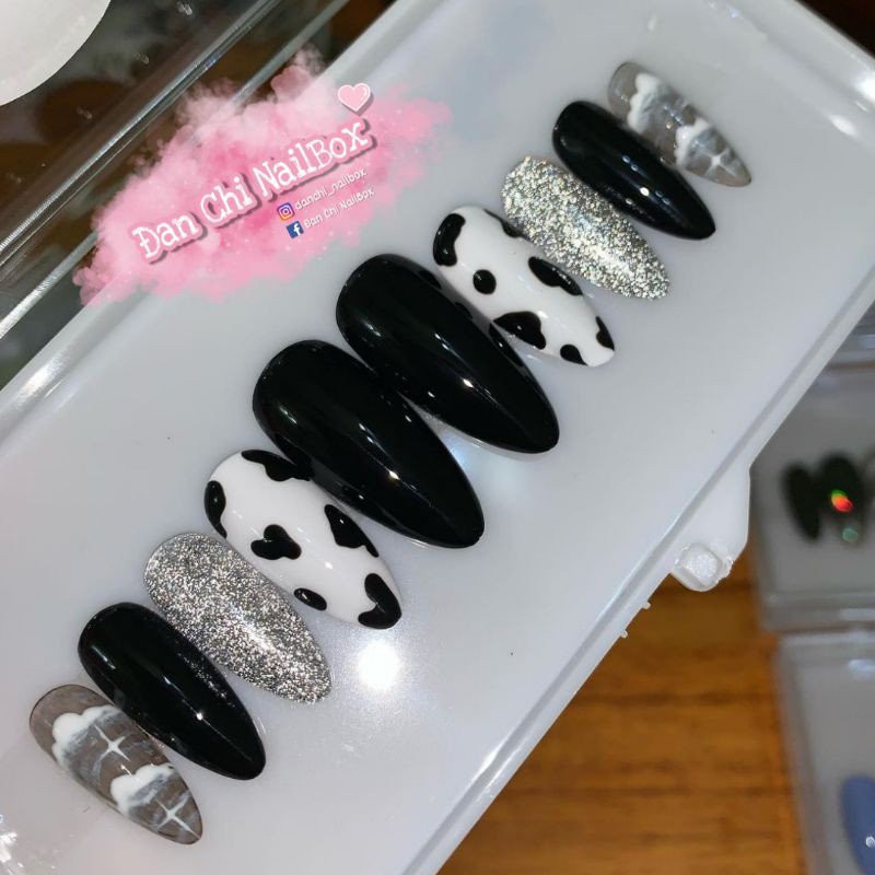 NailBox móng úp thiết kế sẵn Mẫu Đen Mix Siêu Xinh