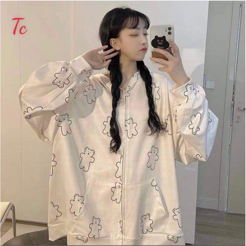 [Mã FAMARAL2 giảm 10K đơn 50K] [BÁN SỈ] Áo Khoác Hoodie Nỉ Nam Nữ Phom Rộng UNISEX Chú Gấu Nhỏ