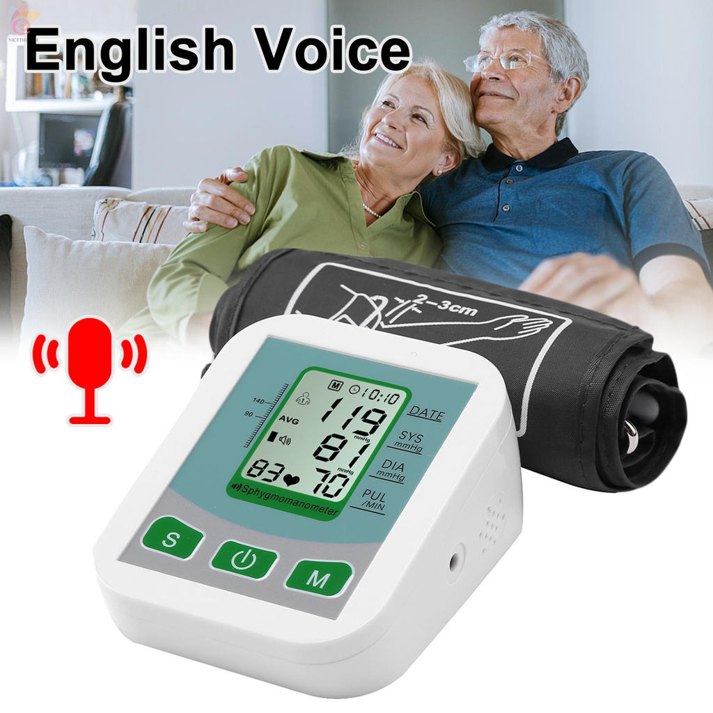 ET Digital Arm Automatic Blood Pressure Monitor &amp; Household Arm Band Type English Voice Sphygmomanometer Accurate Measurement