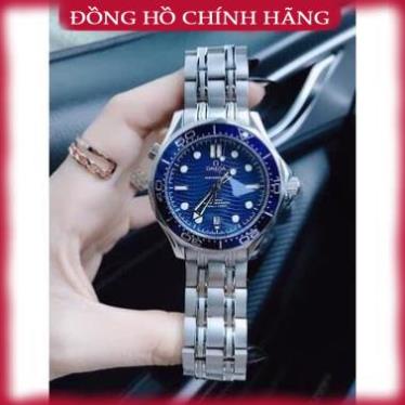 Đồng hồ Nam Omegga máy cơ automatic Omegga Seamaster Professional 007 mặt xanh dây kim loại 43mm hở máy Wah