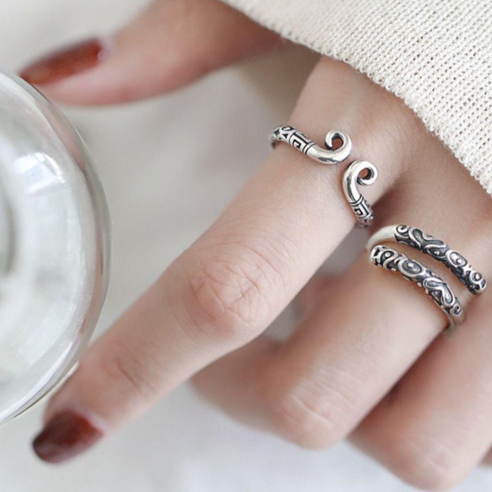 FUTURE Retro Opening Rings Men Sterling|Couple Rings Women Feathers Wedding High-quality Jewelry Gifts