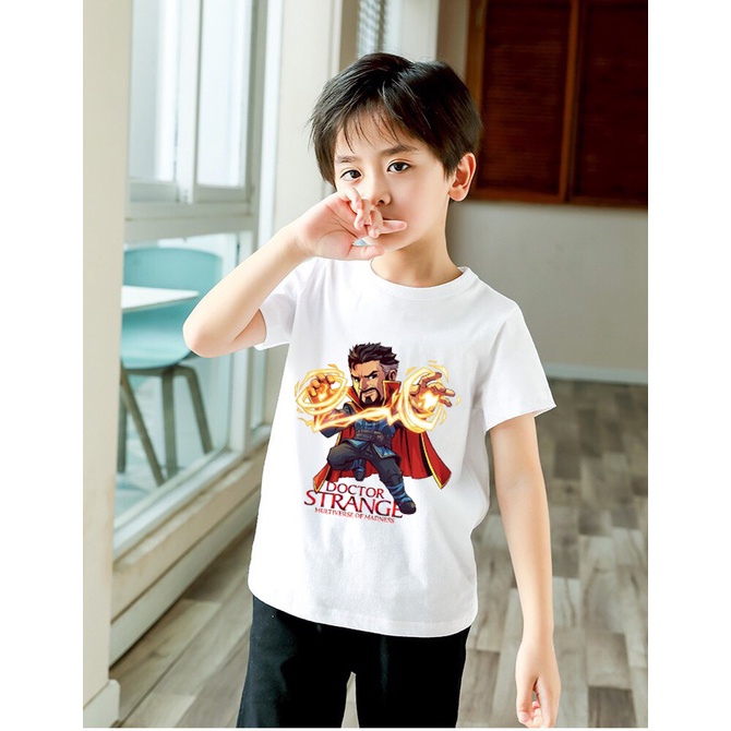 Áo thun bé trai in hình spider man hulk thor doctor strage caption america biệt đội siêu anh hùng