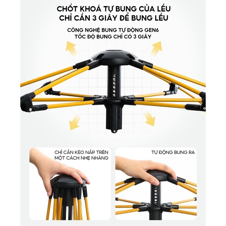 Lều cắm trại tự bung Kèm Miếng Lót Cho Đáy Lều Thích Hợp Dã Ngoại 2-3 Người LY-052