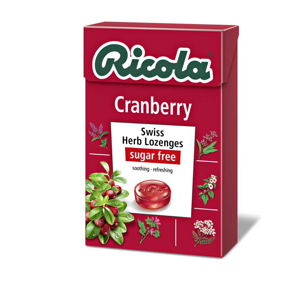 Kẹo thảo mộc trái cây Cranberry hiệu Ricola 40g