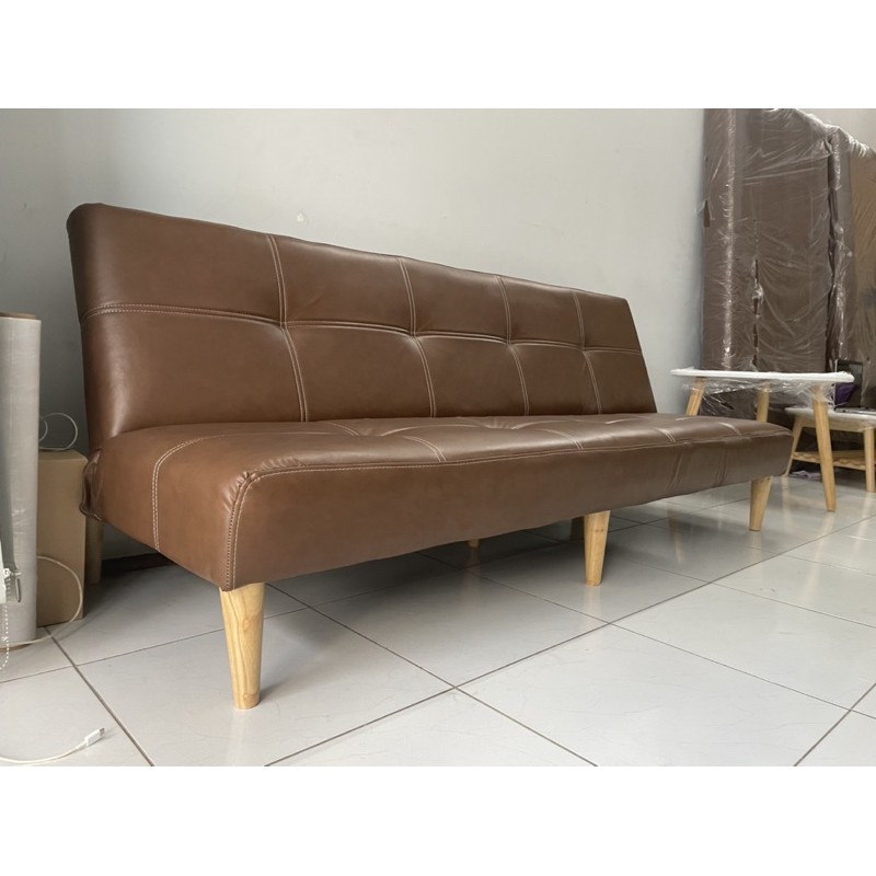 Ghế Sofa Bed bọc da simili màu nâu da bò