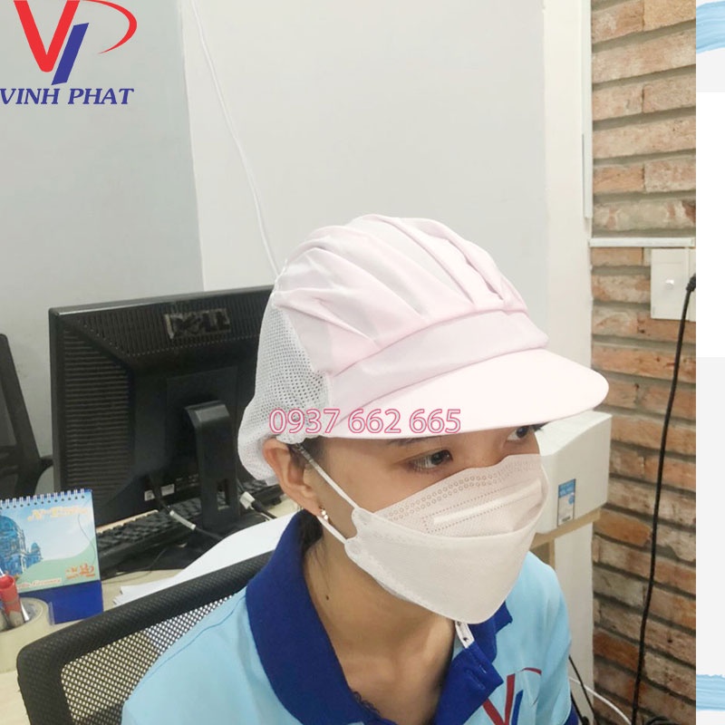 Nón Lưới Trùm Tóc Công Nhân Màu Hồng, Mũ Trùm Đầu Bảo Hộ Sản Xuất