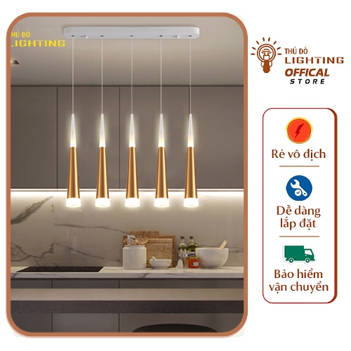 *Bảo hành 1 năm* Đèn thả trần, đèn thả led bàn ăn sao băng 5 led màu vàng, màu bạc trang trí phòng bếp, TLED