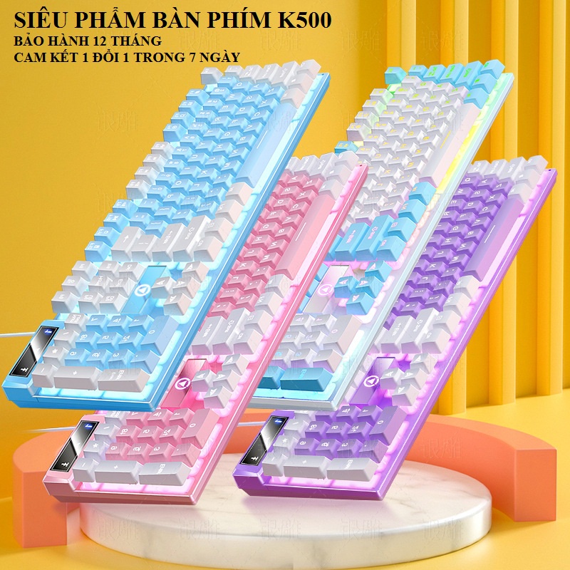 [SIÊU PHẨM GIÁ RẺ] Bàn Phím Gaming, Bàn Phím Máy Tính Giả Cơ K500 Nhiều Màu cực Đỉnh, Có Led [Có BH]