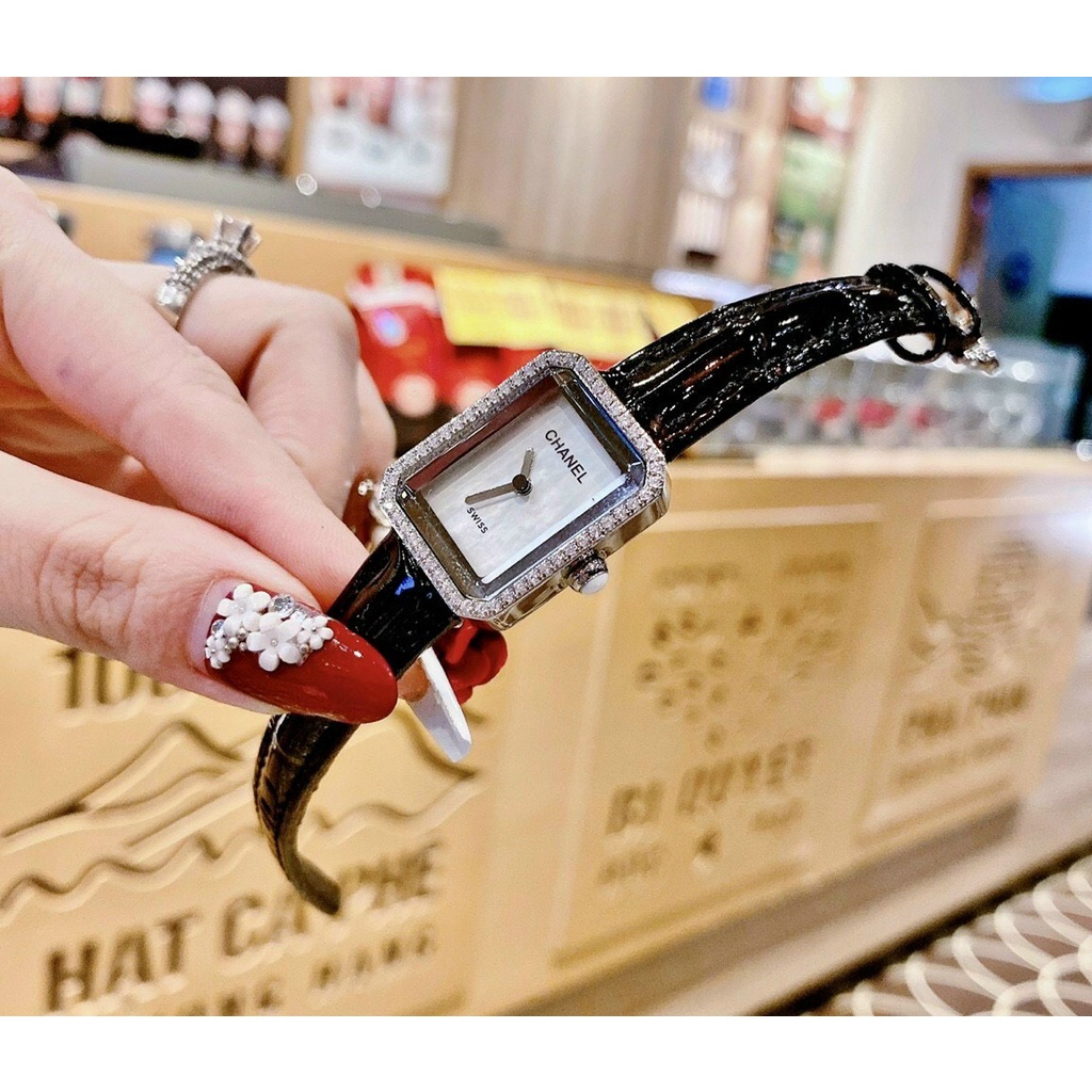 Đồng hồ nữ Chanel premiere 26mm máy Swissquartz, viền đính đá cao cấp, dây da cao cấp