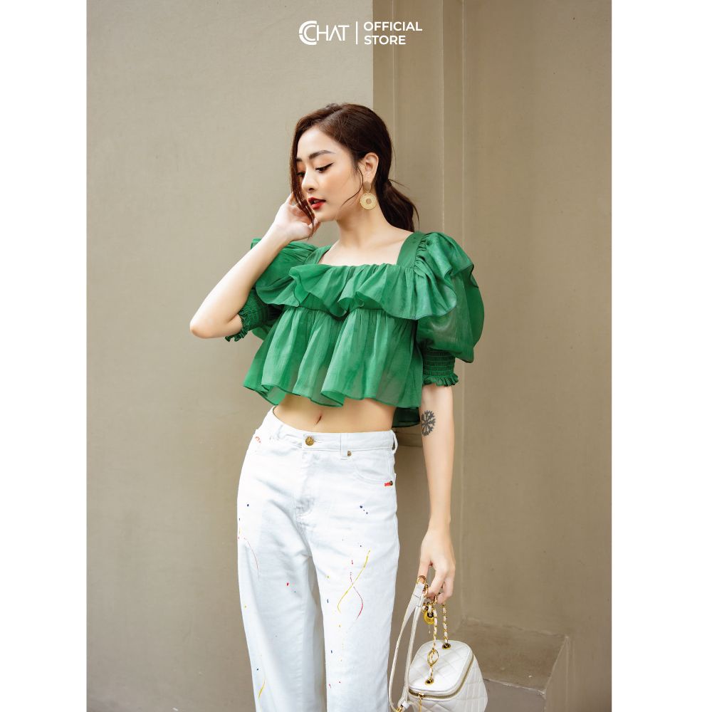 Áo bèo croptop cổ U CChat Clothes