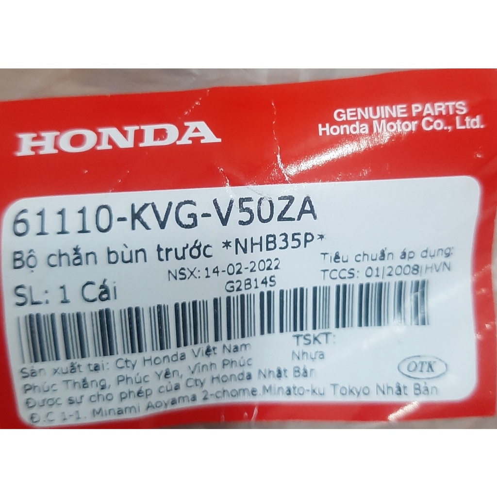 Chắn bùn trước AirBlade Béo 2011 chính hãng Honda 61100-KVG-V40-ZD