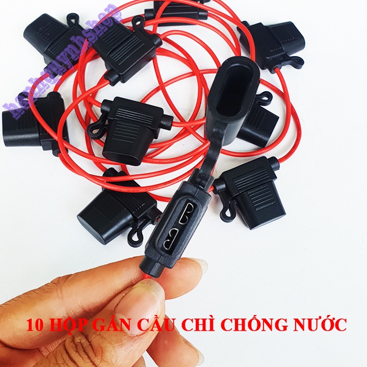 Combo 10 Hộp gắn cầu chì chống nước hộp đen dây đỏ loại đẹp
