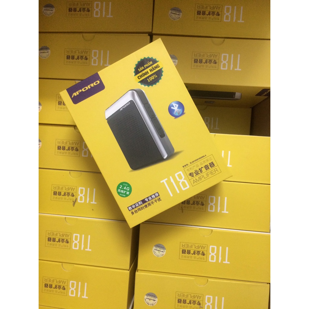 Máy trợ giảng không dây Aporo T18 2.4G có bluetooth, loa to rõ, không rút rít - Nhập khẩu Chính Hãng