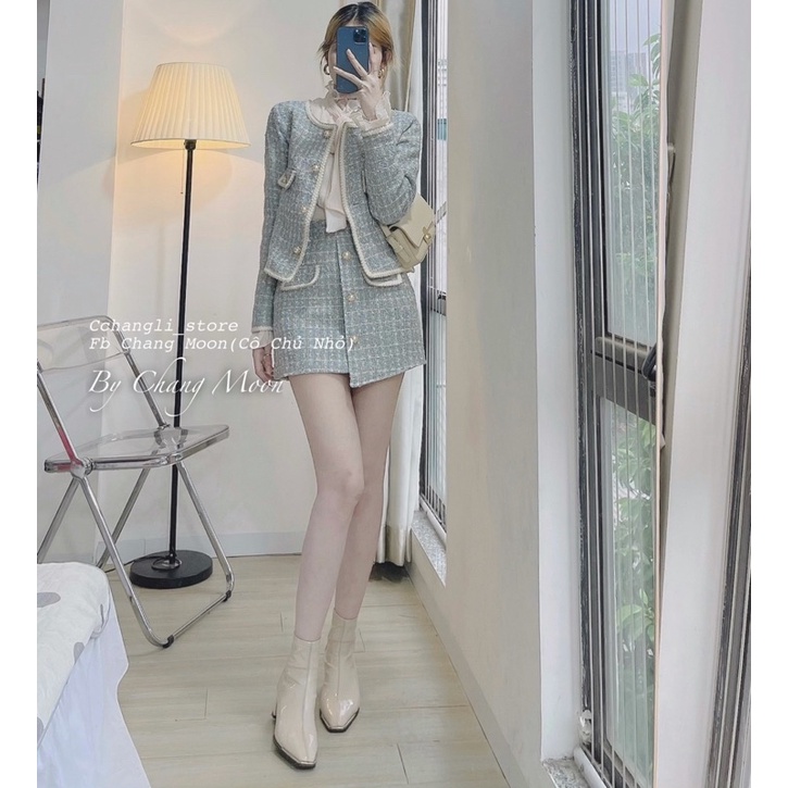  Set dạ cúc chéo tweed màu xanh nhạt hàng Quảng Châu( ảnh shop chụp) | BigBuy360 - bigbuy360.vn