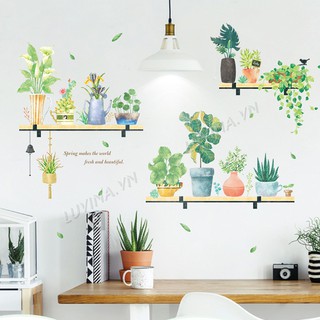 [ĐƠN 200K TẶNG QUÀ SIÊU YÊU]-Decal dán tường LUVINA trang trí quán cafe, văn phòng - Kệ cây Hàn Quốc
