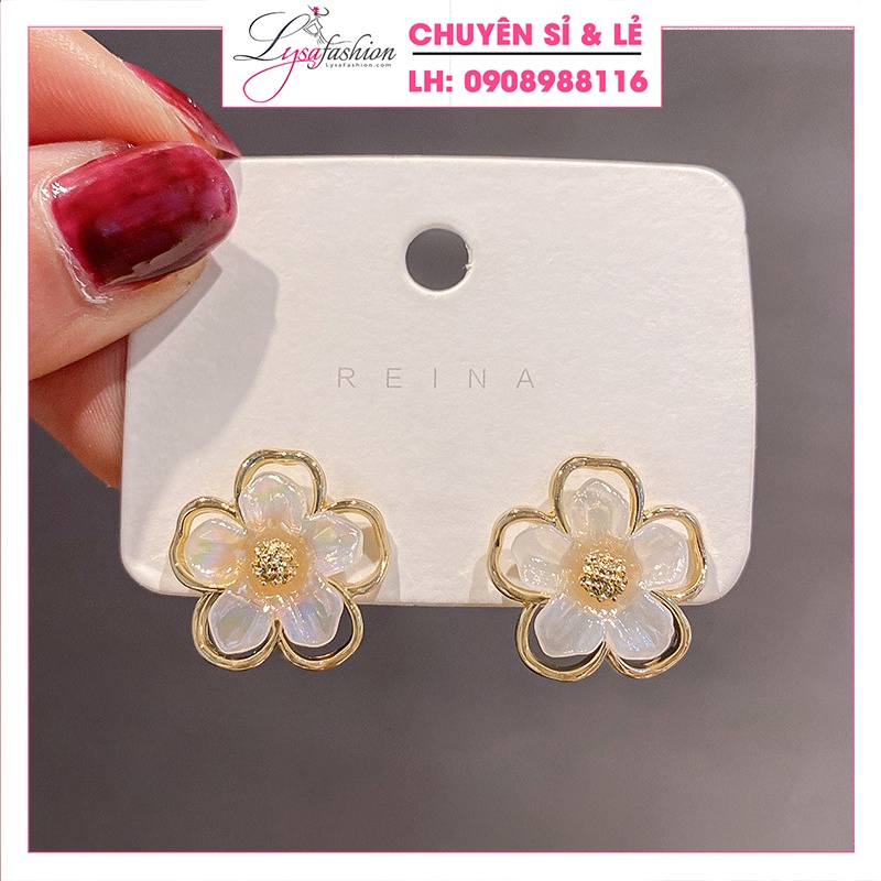 Bông tai nữ hình hoa mai sang trọng, bông tai nữ thời trang cao cấp BV033