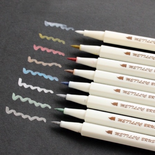 Bút Lẻ Metallic Brush Pen / Marker- Bút Brush Màu Nhũ Viết Caligraphy Trang Trí Sổ Bullet Journal
