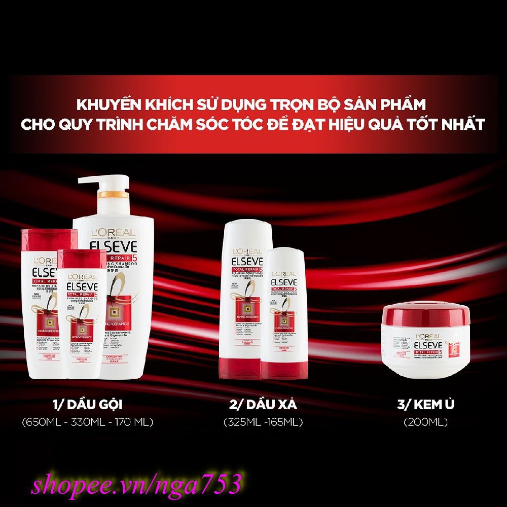 Dầu Gội 330ml Phục Hồi Tóc L'oreal Elseve Total Repair 5 Conditioner, Chính Hãng.