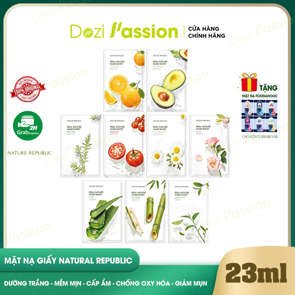 Mặt Nạ Natural Republic Dưỡng Trắng Da, Cấp Ẩm, Chống Oxi Hóa - Nature Republic Real Nature Mask Sheet 23ml/Miếng