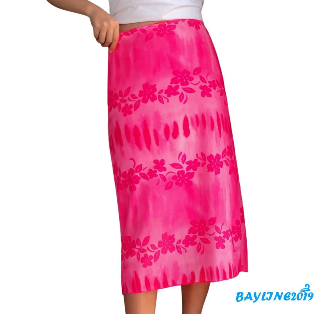 BAY-Women´s A-Line Bodycon Midi Skirts, Bohemian High Waist Floral Tie Dye Print Long Skirts