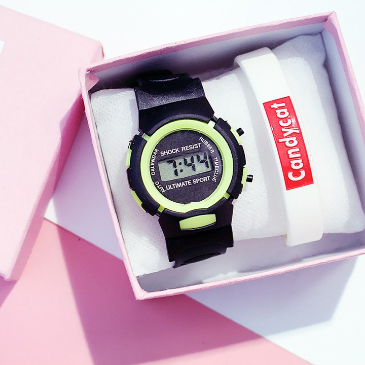 Đồng hồ điện tử unisex mặt tròn dây cao su thiết kế đơn giản Candycat17 | BigBuy360 - bigbuy360.vn