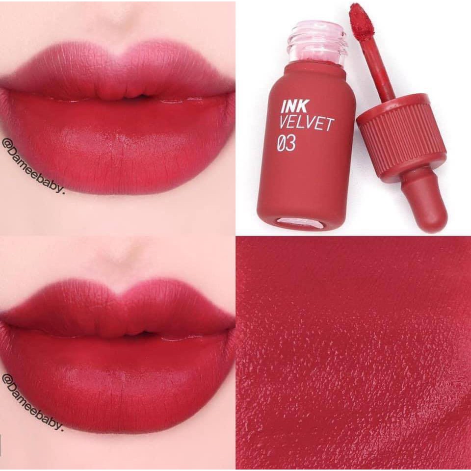 Son Kem Lì Peripera Ink Velvet Tint Màu 03 (Red Only) Đỏ gạch base hồng Chính hãng