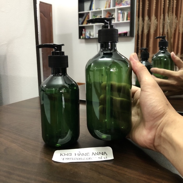 Combo 50  chai xịt nhỏ giọt 300ml màu xanh rêu - 50 chai pet nhựa xanh rêu 300ml vòi nhấn nhỏ giọt-chai hủ chiết mỹ phẩm