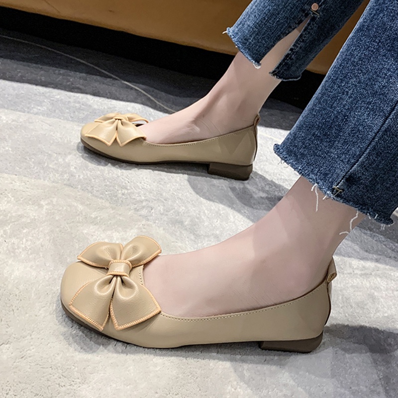 Giày búp bê IELGY đế mềm mại đính nơ thời trang xinh xắn dành cho nữ