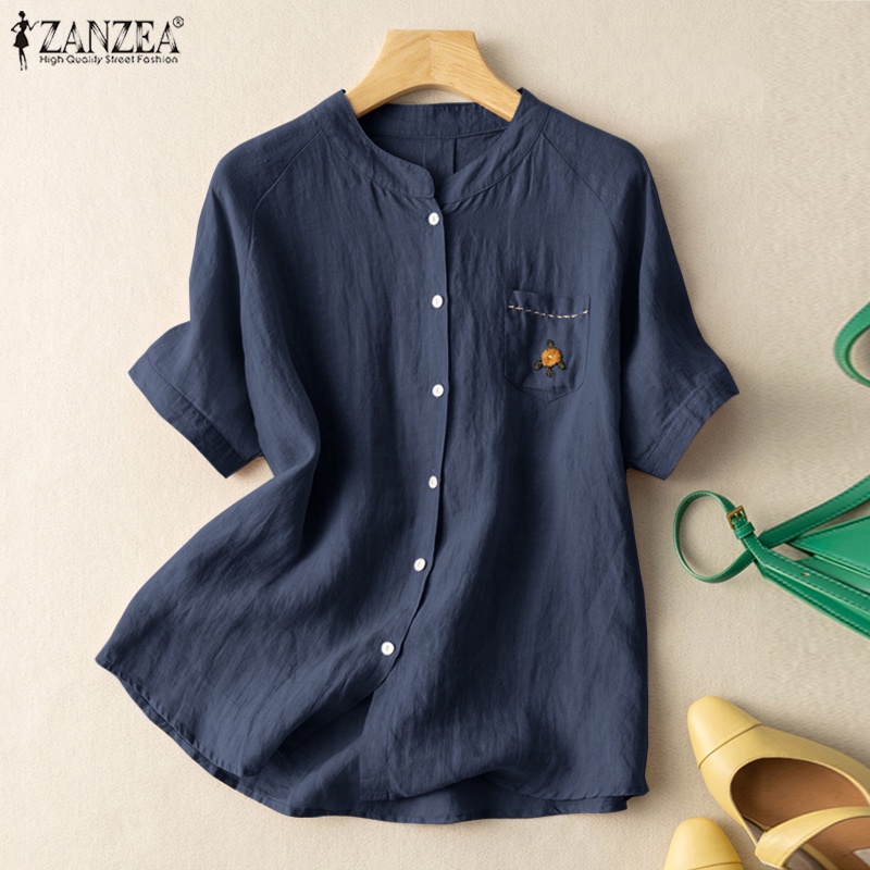 Áo thun ZANZEA cotton mỏng dáng rộng thời trang mùa hè dành cho nữ