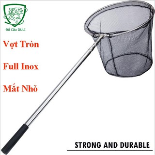 Vợt cá inox vành tròn gấp gọn mắt lưới nhỏ chuyên vớt cá to cá bé kk-4