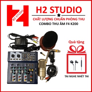 Bộ combo míc thu âm hát karaoke online micro tastark pc-k200 bàn trộn âm thanh mixer yamaha f4 usb