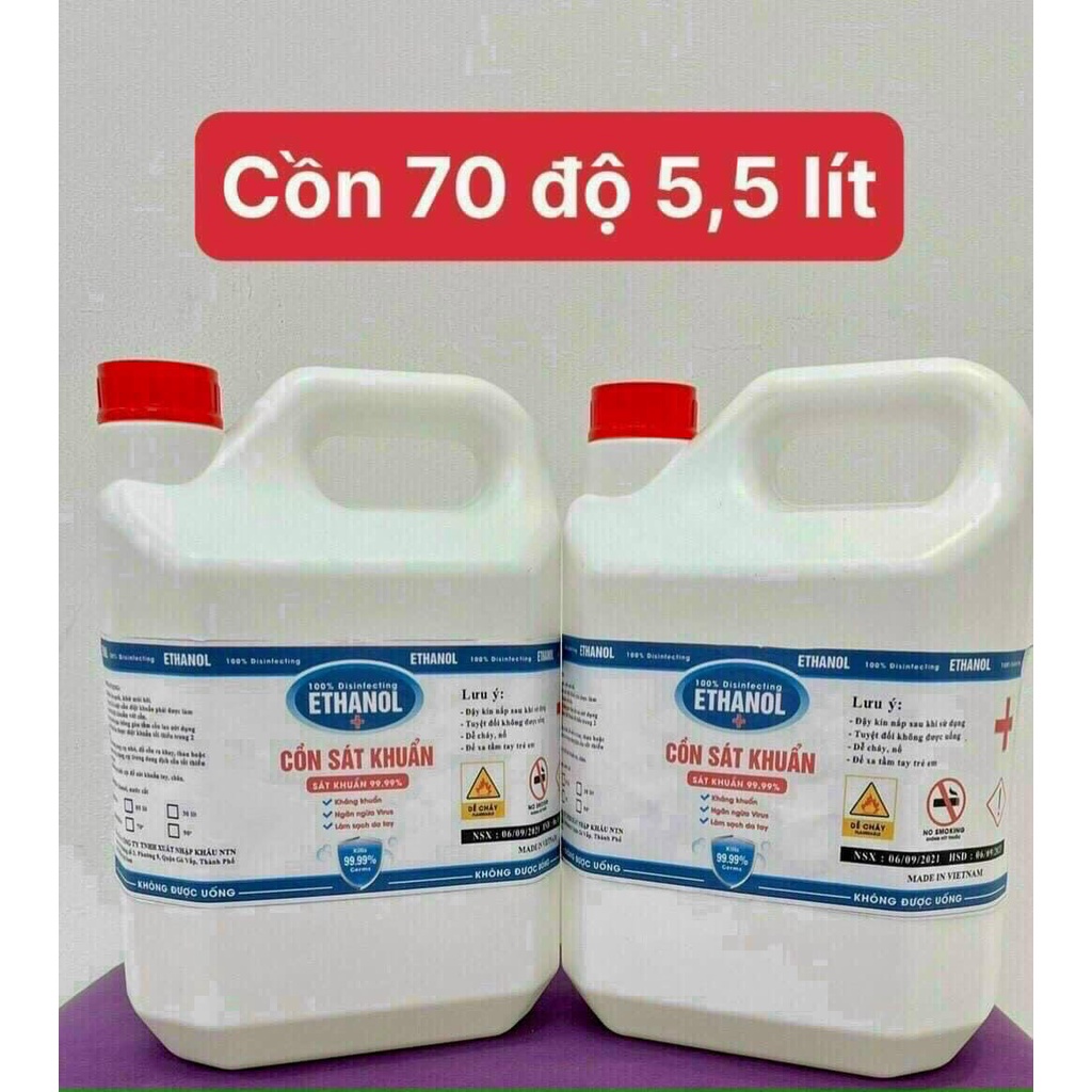 Cồn y tế 70 độ can 5,5L giao hàng hỏa tốc