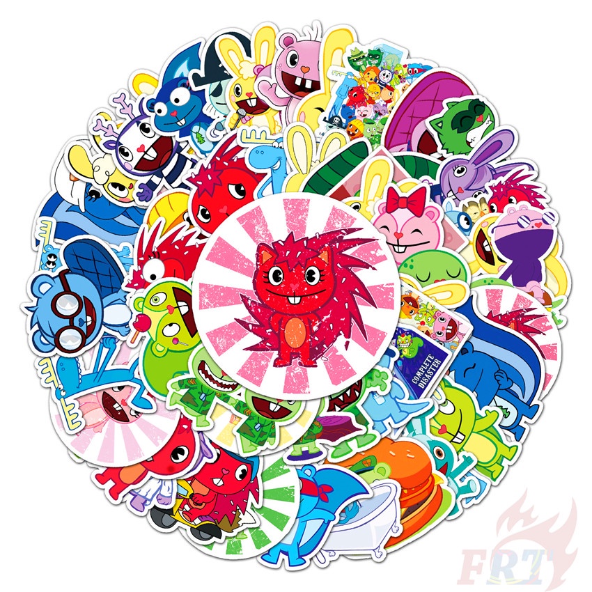 Set 50 hình dán chống thấm nước Happy Tree Friends Series 01 thời trang trang trí đa dụng