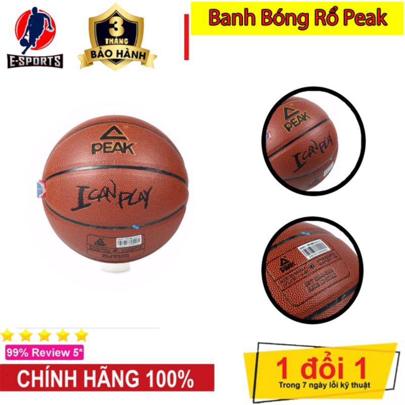 Banh bóng rổ da Peak - I Can Play - Size 7 - Tặng Bơm + Balo rút + Kim Bơm + Túi lưới SIÊU HOT