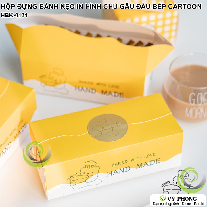 HỘP GIẤY ĐỰNG BÁNH KẸO QUÀ TẶNG IN HÌNH CHÚ GẤU ĐẦU BẾP CARTOON LÀM QUÀ TẶNG CÁC DỊP LỄ TẾT HBK-0131