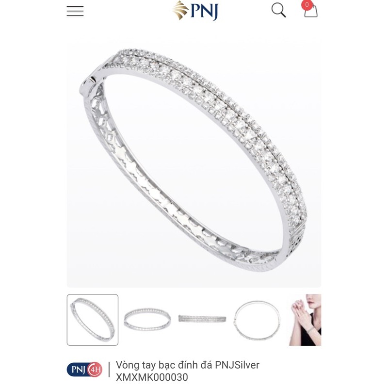 (THANH LÝ) PNJ Silver Vòng tay bạc đính đá. CHUẨN AUTH PNJ