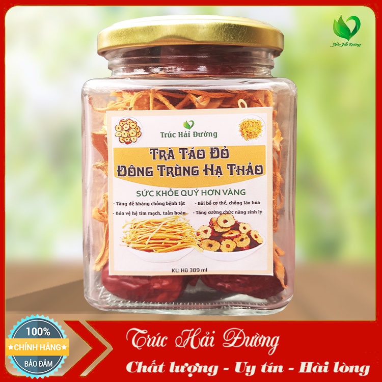 ✅[HÀNG CAO CẤP] Trà Đông Trùng Hạ Thảo Khô - Táo Đỏ Tân Cương Sấy Khô Giúp Bồi Bổ Cơ Thể, Nâng Cao Sức Khỏe Hũ 389ml
