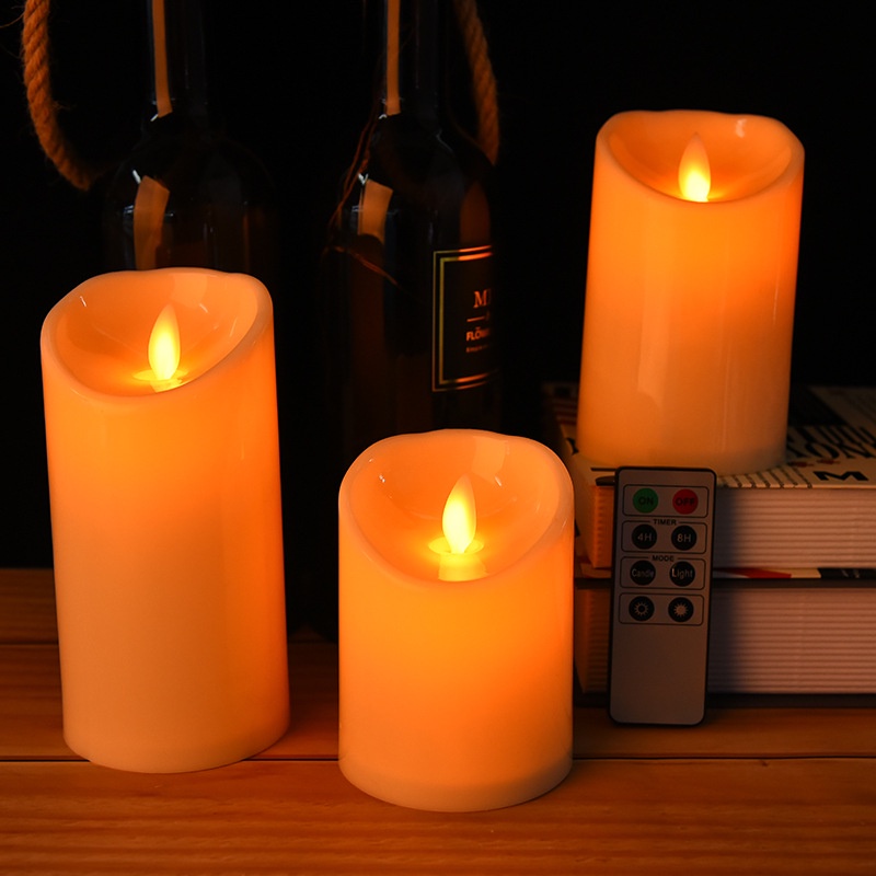 Nến điện tử VỎ NHỰA sử dụng điều khiển từ xa  đèn cầy remote tắt bật tiện lợi trang trí nhà hàng, quán cafe