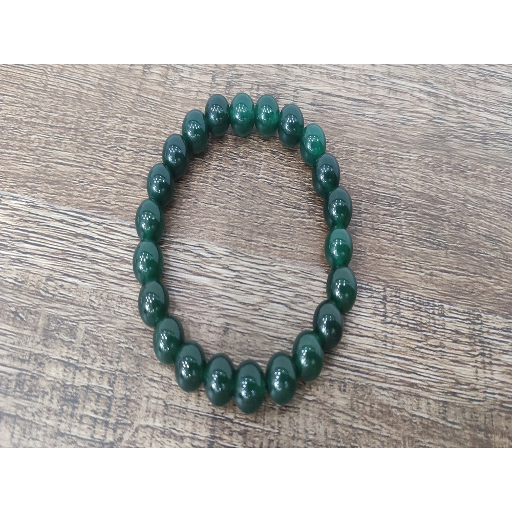 Vòng tay đá nhân tạo Cẩm thạch xanh lá đậm 8 ly (Đá Myanmar), vòng tay hạt đá đường kính 8 mm